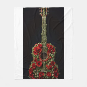 ADOM Florale Gitarren-Kunst-Flanelldecke Fleecedecke