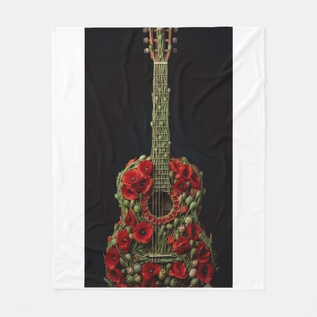 ADOM Florale Gitarren-Kunst-Flanelldecke Fleecedecke (Vorderseite)
