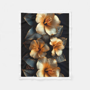 ADOM Golden Hibiscus Floral Blanket Fleecedecke