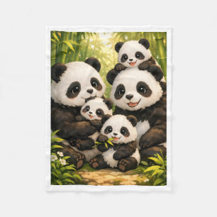 ADOM Große glückliche Panda-Familien-Decke Fleecedecke