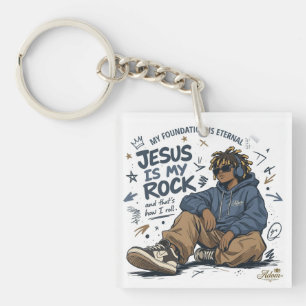 ADOM "Jesus ist mein Fels" Damen-T-Shirt Schlüsselanhänger