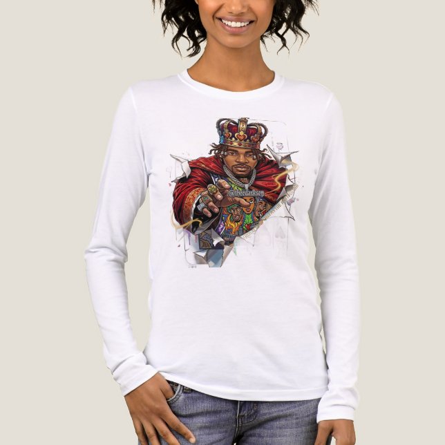 ADOM King Spielkarte Langarm Tri-Blend Shirt (Vorderseite)