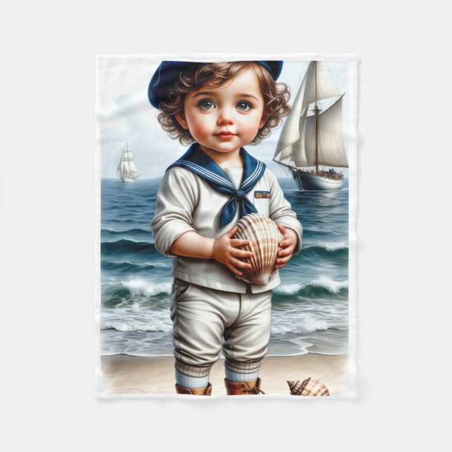 ADOM Kleiner Segler Kinder Kunstdecke Fleecedecke (Vorderseite)