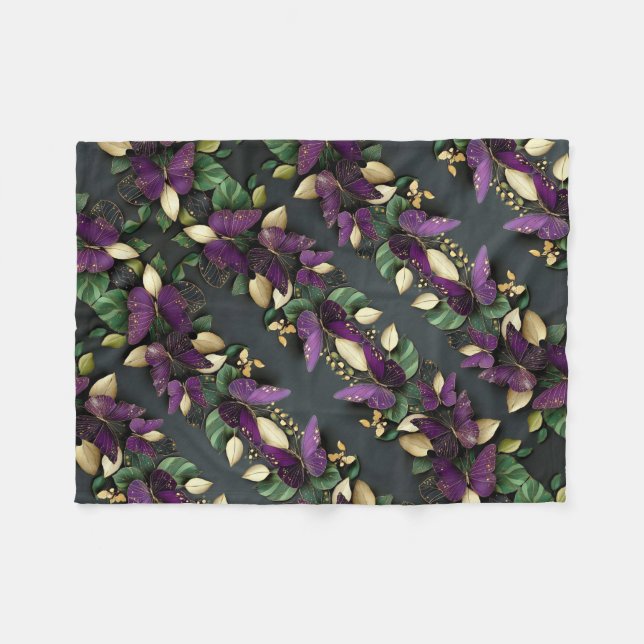 ADOM Lila Schmetterling Goldblatt Decke (Vorderseite (Horizontal))