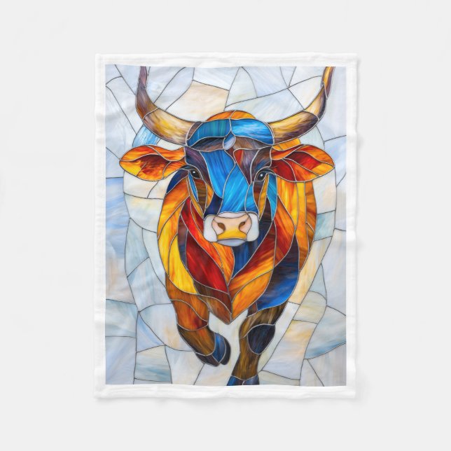 ADOM Mosaik-Stier Kunstdecke Fleecedecke (Vorderseite)