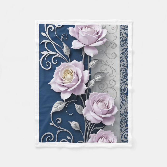 ADOM Pastelrosa-Rosen-Decke Fleecedecke (Vorderseite)