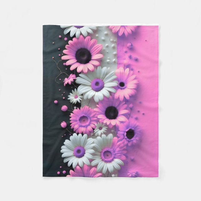 ADOM Pink Daisy Floral Wurfdecke Fleecedecke (Vorderseite)