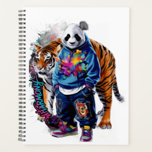 ADOM Premium Künstlerisches Panda- und Tiger-Grafi Planer