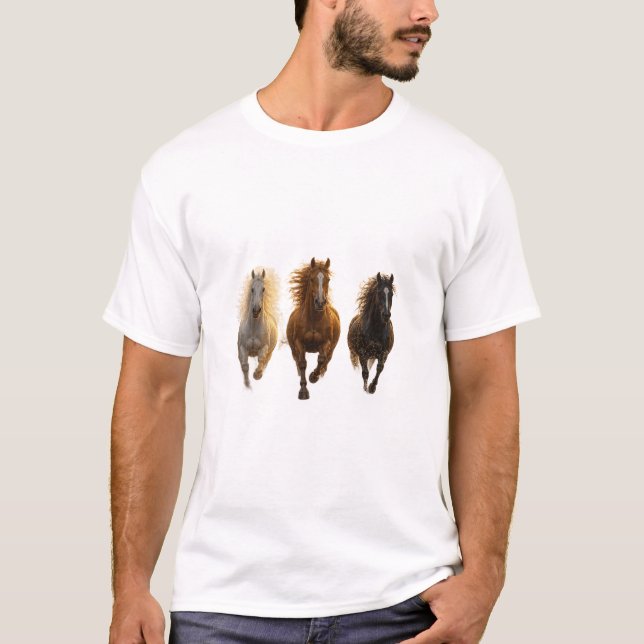 ADOM Premium Minimalist Pferd Kunst T-Shirt (Vorderseite)