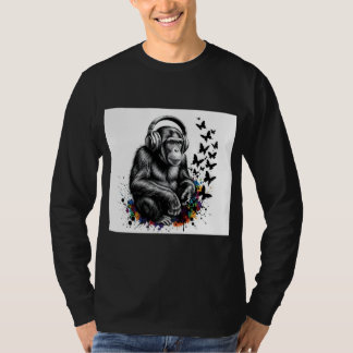 ADOM Premium "Musik Gorilla" Minimalist Langarmshi T-Shirt