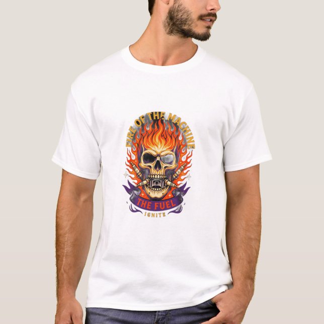ADOM Ride Die Flammenschädel T-Shirt (Vorderseite)
