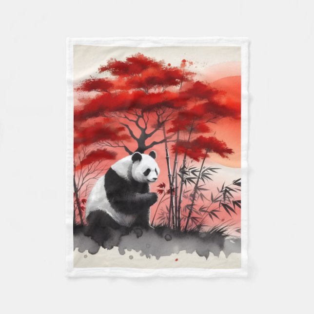 ADOM Roter Bambuswald-Panda-Decke Fleecedecke (Vorderseite)