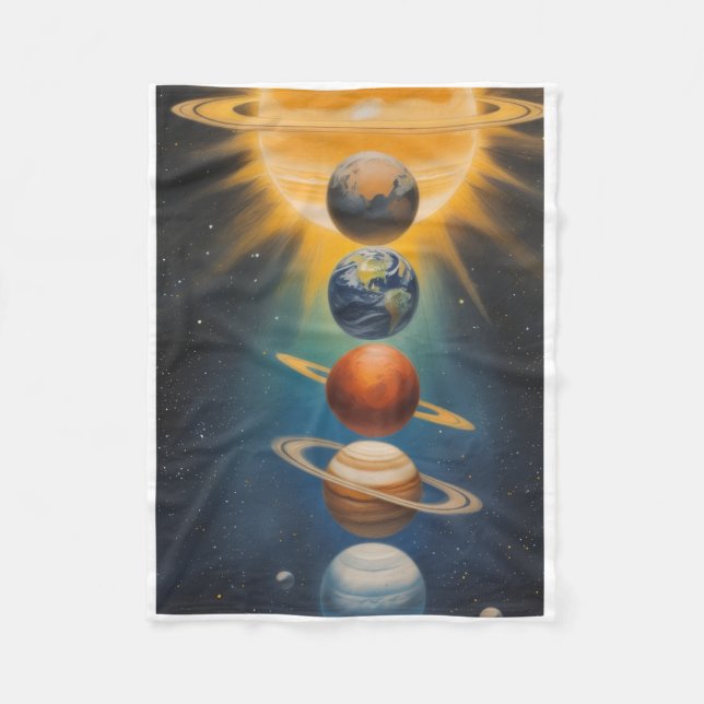 ADOM Solar System Space Blanket Fleecedecke (Vorderseite)