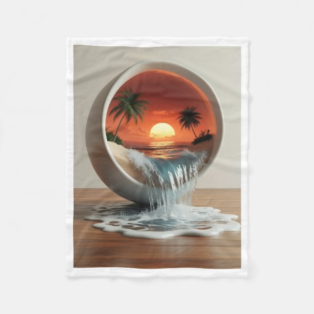 ADOM Sunset Beach Rundblick-Decke Fleecedecke (Vorderseite)