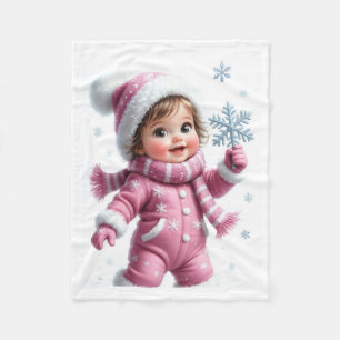 ADOM Winter Baby Schneeflocken-Decke Fleecedecke