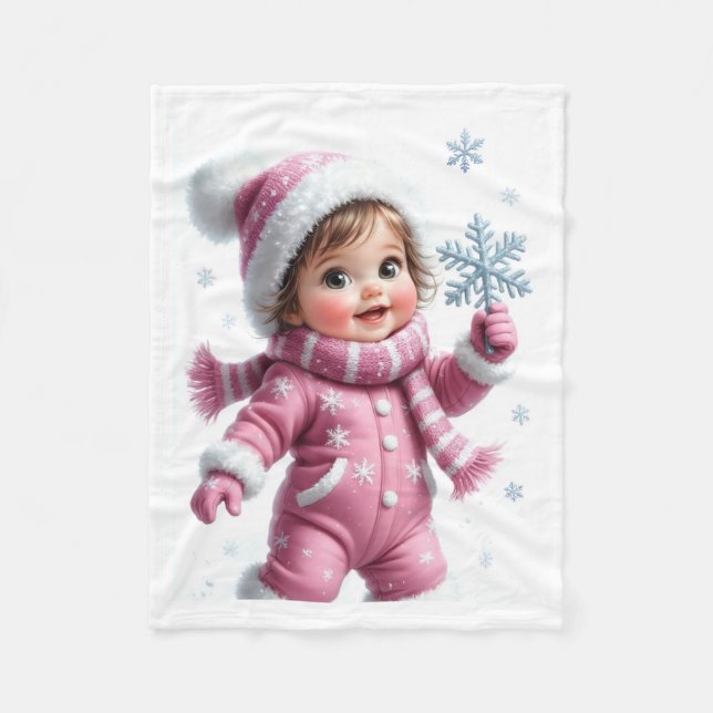 ADOM Winter Baby Schneeflocken-Decke Fleecedecke (Vorderseite)