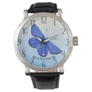 Adonis Blue Butterfly Wasserfarben Große Malerei Armbanduhr