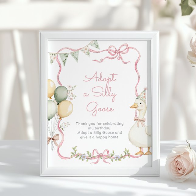 Adopt a Silly Goose Whimsical Pink girl Birthday Poster (Von Creator hochgeladen)