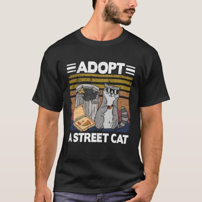Adopt A Street Cat Trash Can Garbage Panda Pizza R T-Shirt (Vorderseite)