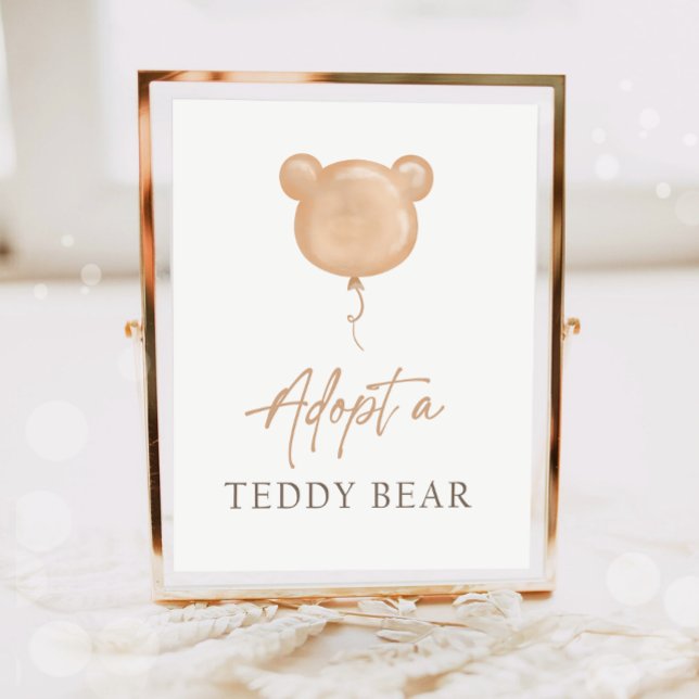 Adopt a Teddy Bear Balloon Boho Adoption Birthday  Poster (Von Creator hochgeladen)