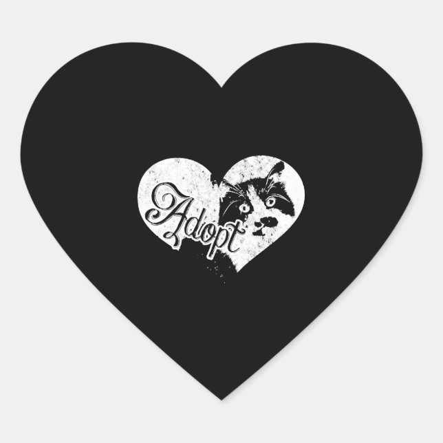 ADOPT CAT Herz-Aufkleber (Vorderseite)