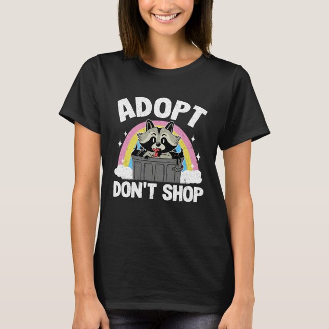 Adopt Don't Shop Rainbow Raccoon 3 T-Shirt (Vorderseite)