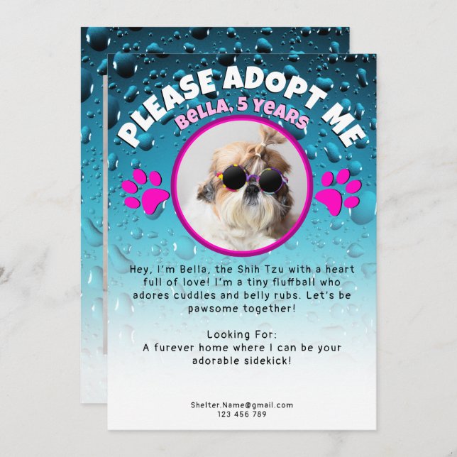Adopt me dog custom 2 photo shelter animal rescue einladung (Vorne/Hinten)