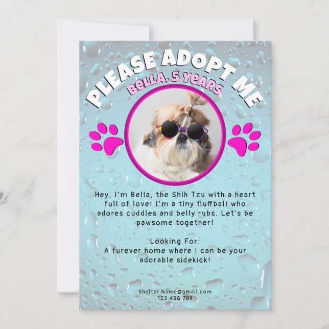 Adopt me dog custom 2 photo shelter animal rescue einladung (Vorderseite)