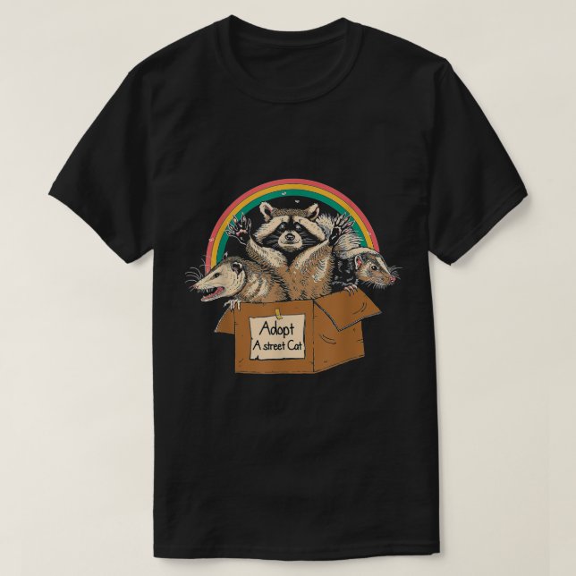 Adoptier A Street Cat Shirt Funny Opossum Raccoon  (Design vorne)