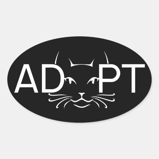 Adoptier Cat White Ovaler Aufkleber (Vorderseite)