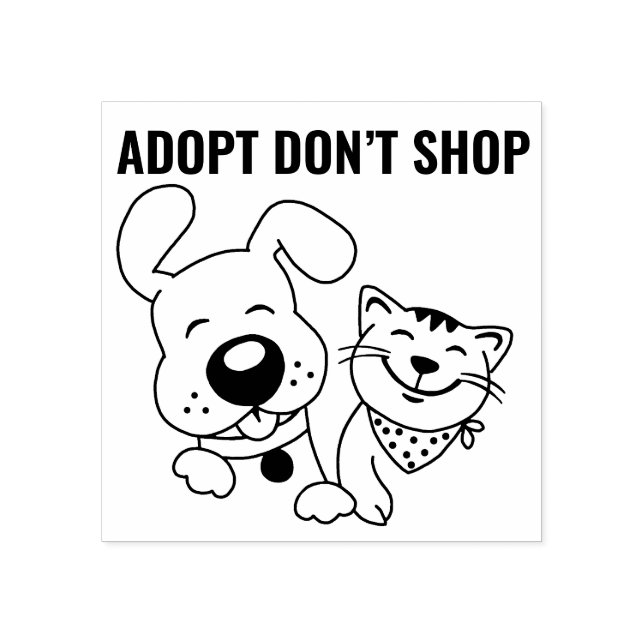 Adoptier Don't Shop Dog Cat Wood Art Briefmarke Gummistempel (Prägung)