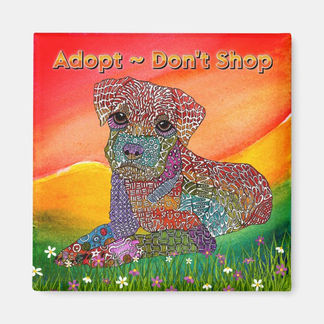 Adoptier Don't Shop Hundesymbol Magnet (Vorne)
