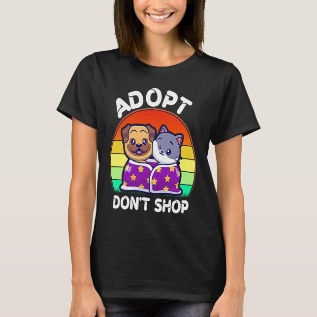 Adoptier Don't Shop Stuff Adoptier Cat Dog Familie T-Shirt (Vorderseite)