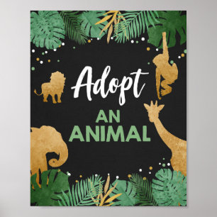 Adoptier einer Animal Wild Safari Gold Geburtstags Poster