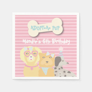 Adoptier einer Geburtstagsparty eines Junghundes Serviette