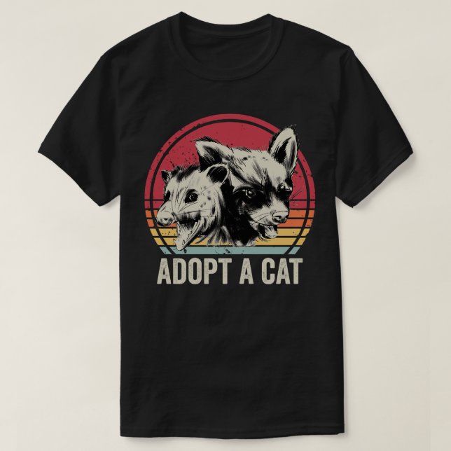 Adoptier einer Katze Funny Possum und Raccoon T-Shirt (Design vorne)