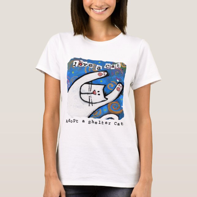 Adoptier einer Unterschlupf, Liebe einer Katze T-Shirt (Vorderseite)