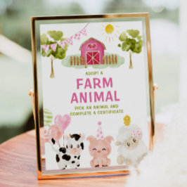Adoptier eines Landtiers Barnyard Girl Geburtstag Poster