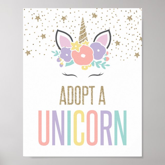 Adoptier eines magischen Einhorn-Geburtstagsparty- Poster (Vorne)