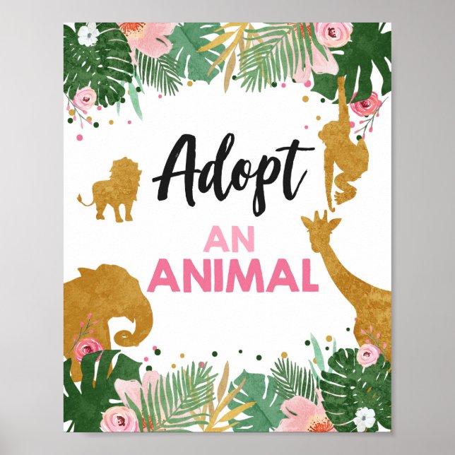 Adoptier eines Tiersafari Table Sign Jungle Girl P Poster (Vorne)