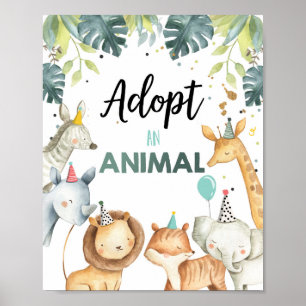 Adoptier eines Tierschutzschilds Geburtstagsschild Poster