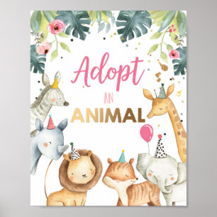 Adoptier eines Tierschutzschilds Geburtstagsschild Poster
