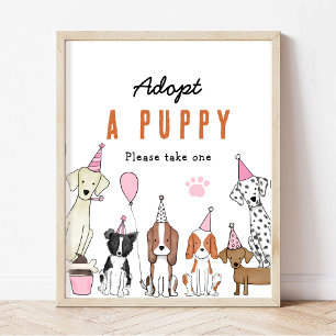adoptier eines Welpen Pawty Dog Geburtstagsparty T Poster