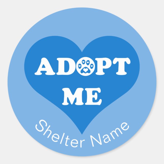Adoptier Me Heart l Pet Rescue l Shelter Name - Bl Runder Aufkleber (Vorderseite)