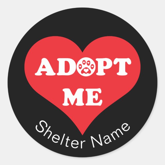 Adoptier Me Heart l Pet Rescue l Shelter Name - Re Runder Aufkleber (Vorderseite)