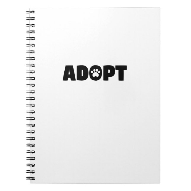 Adoptier Rescue Paw Print Spiral Notebook Notizblock (Vorderseite)