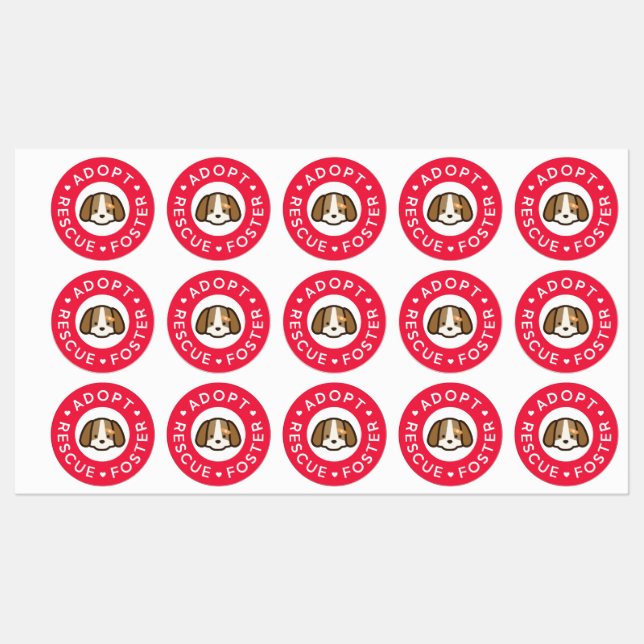 Adoptier, Rettung, Foster | Niedlicher Hund Bandai Etiketten (Blatt)