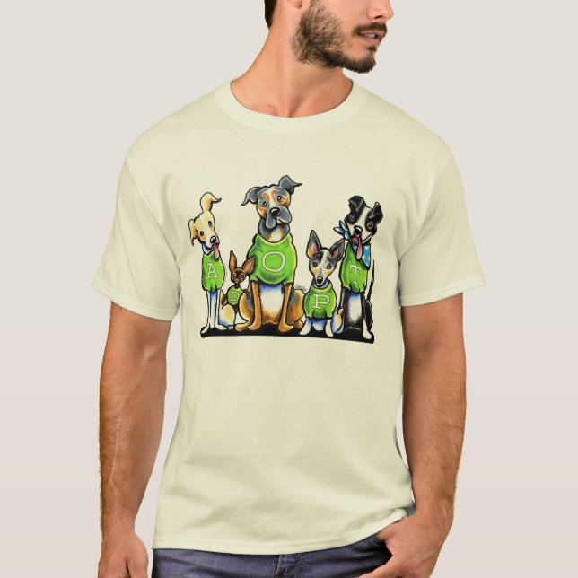 Adoptier Shelter Hunde Grüne T-Shirts denken Adopt (Vorderseite)