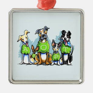 Adoptier Shelter Hunde Grüne T-Shirts denken Adopt Silbernes Ornament