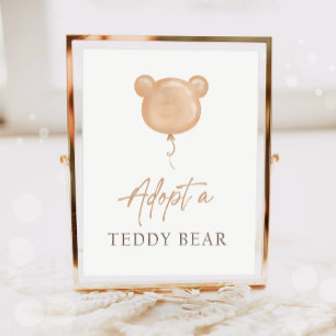 Adoptiere-ein-Teddybär-Ballon-Boho-Adoption-Geburt Poster